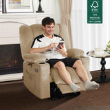 MCombo Zero Gravity Power Recliner Chair with Heat and Vibration Massage, Reclining Chair with USB & Type C Ports, Cup Holders for Living Room, Fabric PR670 (Beige Large 25.5" Seat Width) MCombo