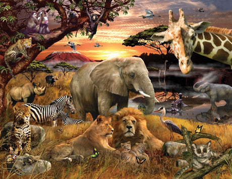 Springbok's 400 Piece Family Jigsaw Puzzle Wild Savanna - Made in USA Springbok