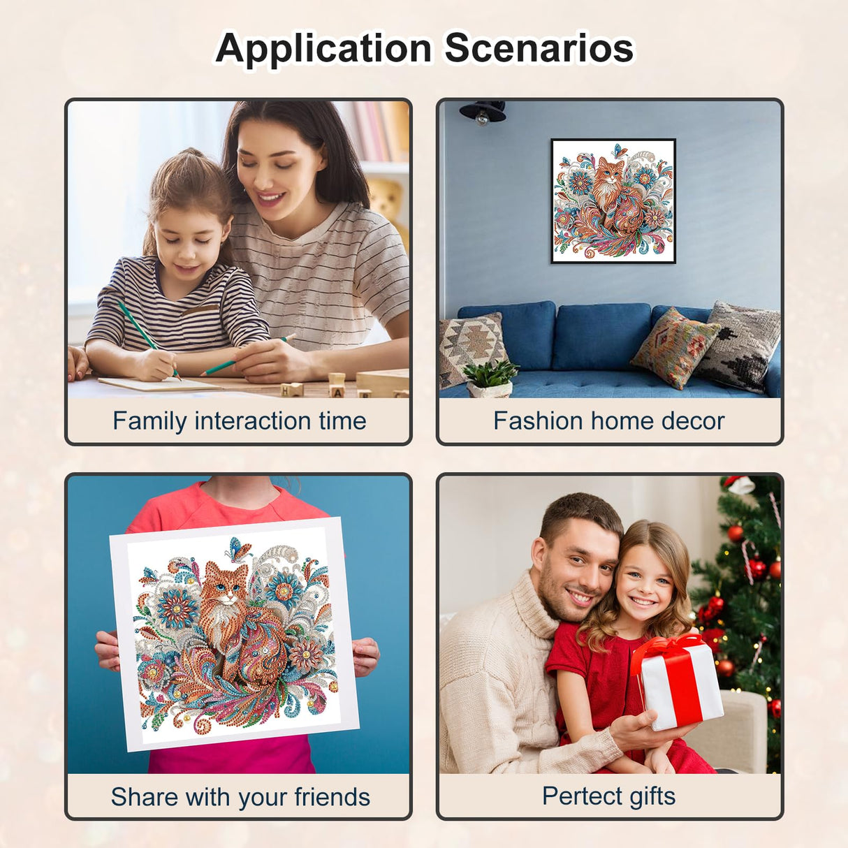 WSLWXSHM 5D Special Shape Diamond Art Kits for Beginners, Diamond Painting Kits for Adults Cat, Crystal Rhinestones Diamond Painting for Home Wall Decoration Gift 12×12inch/30×30cm, Animal WSLWXSHM