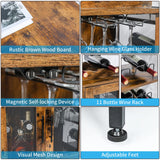 X-cosrack Wine Bar Rack Cabinet with Detachable Wine Rack, Coffee Bar Cabinet with Glass Holder, Small Sideboard and Buffet Cabinet with Mesh Door, Rustic Brown, Large X-cosrack