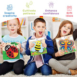 Framed 4 Pack Paint by Numbers Kit for Kids, Cute Cartoon Paint by Number for Kids Ages 4-8 Easy Kids Paint by Number Kits Age 8-12, DIY Acrylic Oil Painting by Numbers for Home Wall Decor 8x8 Inch Fountor