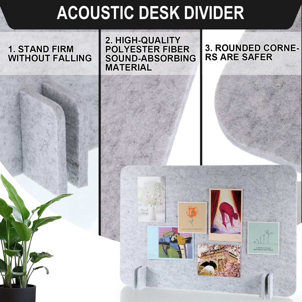 10 Pcs Acoustic Desk Divider 16 x 24 Inch Table Freestanding Privacy Panel Visual Distractions and Noise Reducing Cubicle Sound Proof Dividers Sound Absorbing Furniture Partitions(Anthracite Gray) Fabbay