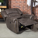 ANJ Electric Power Recliner Set of 2, Breathable Bonded Leather Reclining Chair Classic Home Theater Recliners Seating W/USB Port (Smoky Gray) ANJ