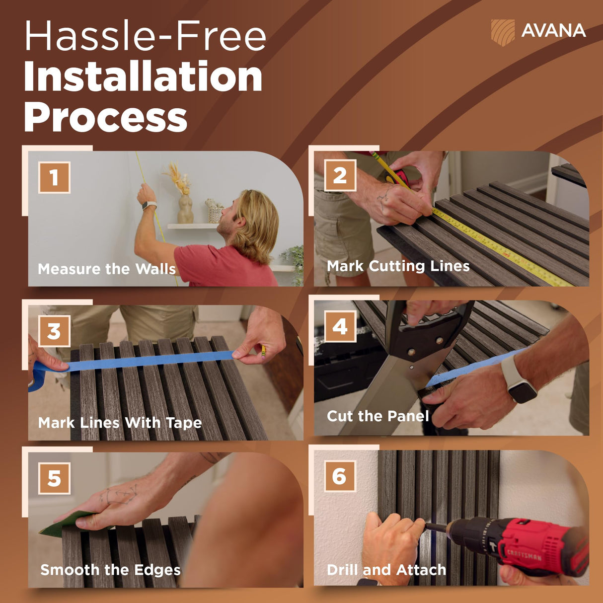 Avana Acoustic Wood Wall Panels – 94.4 x 12.6 Inch Dark Walnut Acoustic Panels 2 PCs – Wall Panels For Interior Wall Decor for Homes, Offices, Studios – Aesthetically Pleasing Wood Panels For Wall Avana