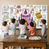 Zhzcncg Princess Party Giant Coloring Poster,30x72 Inch Drawing Paper oloring Table Cloth,DIY Princess Activity Tablecloth Magical Castle for Kids Birthday Themed Wall Home Classroom Party Suppiles Zhzcncg