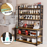 Aquzee Bakers Racks for Kitchens with Storage, 6 Tiers Large(47.2“W x 15.7”D x 70.8" H) Kitchen Stand with Hutch, Freestanding Organizer with Shelves,Rustic Brown Aquzee