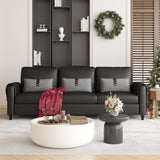 STHOUYN 88” Faux Leather Couch for Living Room, Black Office Couch Small Space, Comfy 3 Seater Couches Leather Sofa with High Backrest (Black) STHOUYN