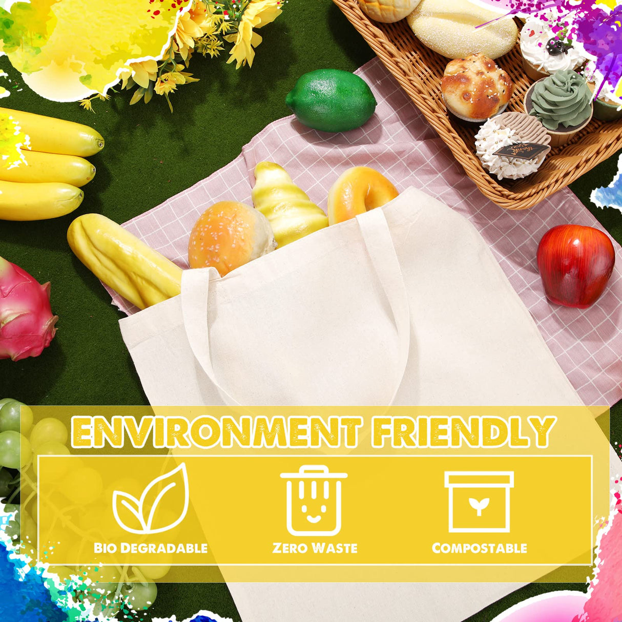 30 Pcs Blank Canvas Tote Bags Bulk with 1 Piece of PTFE Sheet for Iron on Heat Transfer DIY Sublimation Tote Bags Shopping Bag for Crafts Natural Cotton Tote Bags Kitchen Reusable Grocery Bags Saintrygo