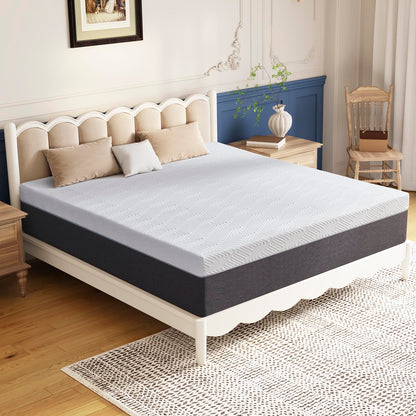 Twolike King Mattress 14 inch No Fiberglass Gel Memory Foam King Size Mattress in a Box of Foams and Fabric for Cooling Pressure Relief Sleep, 80" X 76" X 14", Medium, Firm