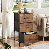 WLIVE Dresser with 3 Drawers, Fabric Nightstand, Organizer Storage Dresser for Bedroom, Hallway, Entryway, Closets, Sturdy Steel Frame, Wood Top, Easy Pull Handle, Rustic Brown Wood Grain Print WLIVE