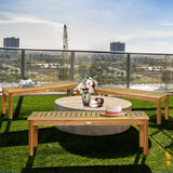 Tangkula 52 Inches Acacia Wood Outdoor Bench, Wood Bench for Dining Room Entryway Poolside Garden, Patio Backless Dining Bench with Slatted Seat, Ideal for Outdoors & Indoors (1, Teak) Tangkula