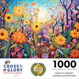 Cross & Glory - Sarah's Secret Garden Adventure - 1000 Piece Jigsaw Puzzle for Adults | Flower Garden Theme | Artistic Challenge | 20x27 Inches | Flower Puzzle Cross & Glory
