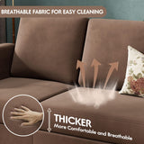 VICTONE Convertible Sectional Sofa Couch, 3 Seat L-Shaped Sofa with Linen Fabric, Movable Ottoman Small Couch for Small apartments, Living Room and Office (Brown) VICTONE