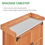 Yaheetech Garden Potting Bench Table - Outdoor Garden Patio Wooden Storage Cabinet & Solid Wood Planting Work Bench with Large Space Storage & Metal-Plated Tabletop, Brown Yaheetech