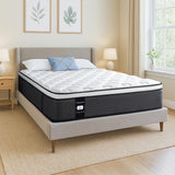 10 Inch King Mattress, Memory Foam Hybrid Mattress, Motion Isolation Pocket Spring Bed in a Box, Medium Firm for Pressure Relief, Breathable Pillow Top, CertiPUR-US Certified Marine Moon