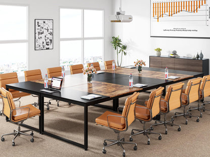 Tribesigns 6FT Conference Table, 70.86" L x 35.43" W x 29.52" H Rectangle Shaped Meeting Table, Modern Seminar Boardroom Table for Office Conference Room (Brown/Black) - WoodArtSupply