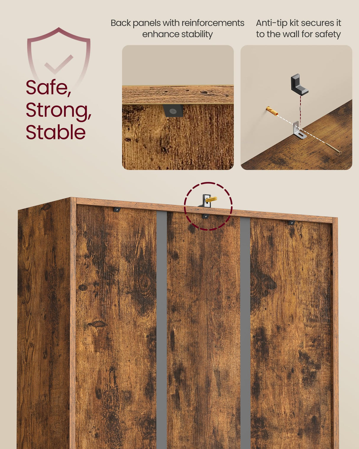 VASAGLE Custos Collection - Bookshelf, Bookcase, Cube Shelf with 4 Compartments, 9.4 x 26 x 26 Inches, Storage Shelf, for Living Room, Home Office, Dining Room, Rustic Brown ULBC476K01 VASAGLE