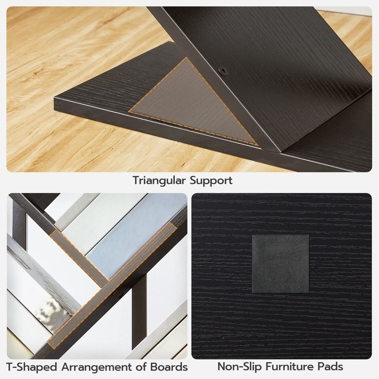 HOOBRO Tree Bookshelf, 9-Tier Bookcase Wooden Shelves, Floor Standing Storage Rack, for Display of CDs, Books in Living Room, Home Office, Wood Storage Rack for Bedroom, Black BB08SJ01G1 HOOBRO