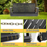 VINGLI Upgraded Patio Wooden Porch Swing for Courtyard & Garden, Heavy Duty 880 LBS Swing Chair Bench with Hanging Chains for Outdoors (Black, 4 FT) VINGLI