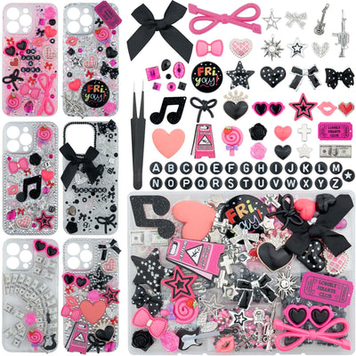 DoDoBeads 1050 Pcs Junk Phone Case Charms Kit, Charms for Customizing Cases, Kawaii Bow, Letter Beads, Nail Accessories, Flatback Pearls, Rhinestones, Cute Aesthetic Decor for Personalization