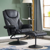 MCombo Recliner with Ottoman, Reclining Chair with Massage, 360 Swivel Living Room Chair Faux Leather, 4901 (Black) MCombo