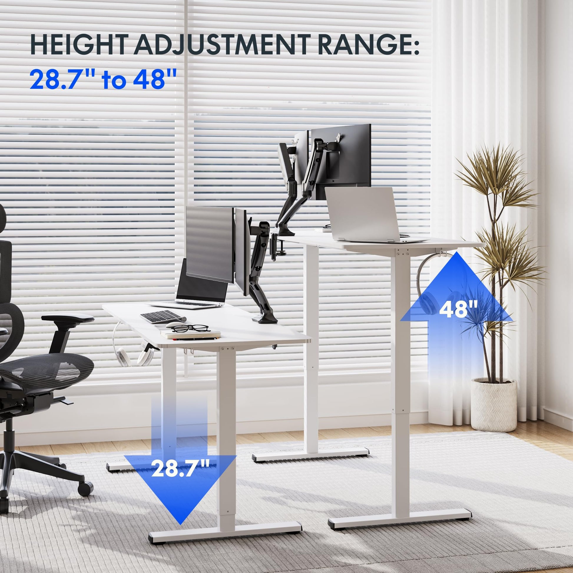 FLEXISPOT Electric Standing Desk 71 x 32 Inch Adjustable Height Desk Home Office Computer Workstation Sit Stand Desk, White Top + White Frame - WoodArtSupply