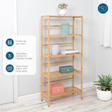 Honey-Can-Do 5-Tier Bamboo Shelf Adjustable, Bamboo Bookshelf, Natural Honey-Can-Do