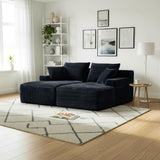 80" Oversized Double Chaise Lounges Indoor, Upholstered Boneless Couch with Deep Seat and 4 Pillows, Modern Corduroy Cloud Plush Sleeper Loveseat Memory Foam Couch, No Assembly Required, Black GULFXDS