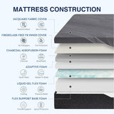 CH CHARME HOUSE 14 Inch King Mattress, Bamboo-Charcoal Memory Foam Mattress, Cooling & Pressure Relief, Bed in a Box, Foam Made in USA & CertiPUR-US Certified, 76"x80"x14", Black CH CHARME HOUSE