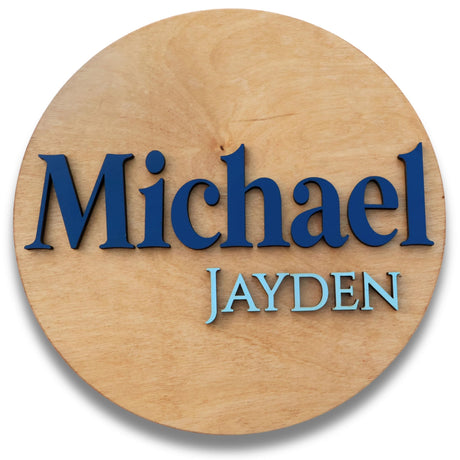 Custom Round Nusery Name Sign, Personalized 3D Baby Name Announcement Sign, Personalized Wooden Wall Plaque, 3D Wall Art for Children & Kids Rooms, Family Name Signs, 30 Colors (Design 9) Obsidian Home Creations