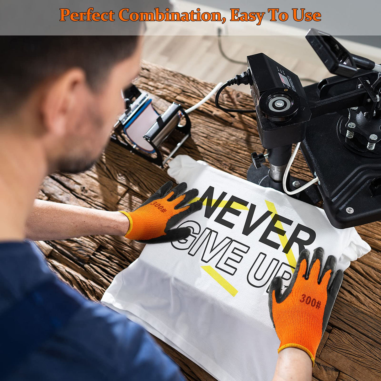 Honeydak 2 Pairs Heat Resistant Gloves Heat Transfer Machine Gloves Heat Work Gloves for Sublimation with 2 Rolls Heat Tape Heat Transfer Tape High Temperature Tape Thermal Tape Heat Press Tape Honeydak