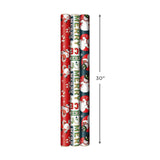 Hallmark Vintage Christmas Wrapping Paper Cut Lines on Reverse (3 Rolls: 120 sq. ft. ttl) Dancing Santas, Classic Snowman, "Merry, Jolly, Happy, Peace" Hallmark