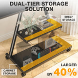 TVON Rolling TV Stand for 43-80" TVs up to 150lbs, Portable TV Stand on Wheels with Enhanced Triangular Design, Height Adjustable Mobile TV Stand with Swivel/Tilt/Dual Shelves for Indoor/Outdoor Use TVON