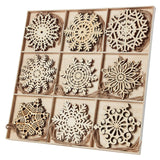 N&T NIETING 27pcs Wooden Snowflakes Shaped Embellishments Hanging Ornaments for Christmas Decoration N&T NIETING