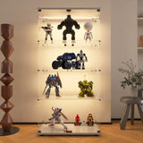 Modern 4-Tier Glass Display Shelf with 2 Doors, Curio Cabinet Collection - Floor Standing Display Case for Living Room, Bedroom, Home Office - 30" W x 14.5" D x 64" H (White with LED Light Strip) Zacis