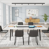 Tribesigns 6FT Conference Table, 70.86L x 35.43W x 29.52H Inches Boat Shaped Meeting Table, Modern Seminar Table for Office Meeting Conference Room (6ft, White & Black) Tribesigns