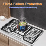 AMZCHEF 30 inch Gas Cooktop with 5 Made in Italy SABAF Power Burners.Max 48,300 BTU/hr Built-in Gas Stove top of 304 Stainless steel,NG/LPG Convertible, ETL. amzchef