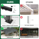 PATISOL Louvered Pergola 19'x10' Full Aluminum Patio Outdoor with Adjustable Roof Rainproof Sun Shade Easy Installation Hardtop Gazebo for Deck Garden Yard Beach (Dark Grey) Patisol