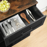 HOOBRO Kitchen Island with Storage, Power Outlet, Rolling Kitchen Island Cart on Wheels, with 2 Drawers, Sliding Barn Doors and Lockable Wheels, Farmhouse, Black BF28UZD01 HOOBRO