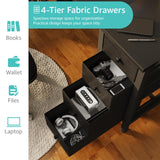 Lufeiya Gaming Desk with 4 Fabric Drawers & Storage Shelves, 47 inch Computer Writing Work Study Desk for Home Office Bedroom, Modern Simple Student PC Desks Table, Black Lufeiya