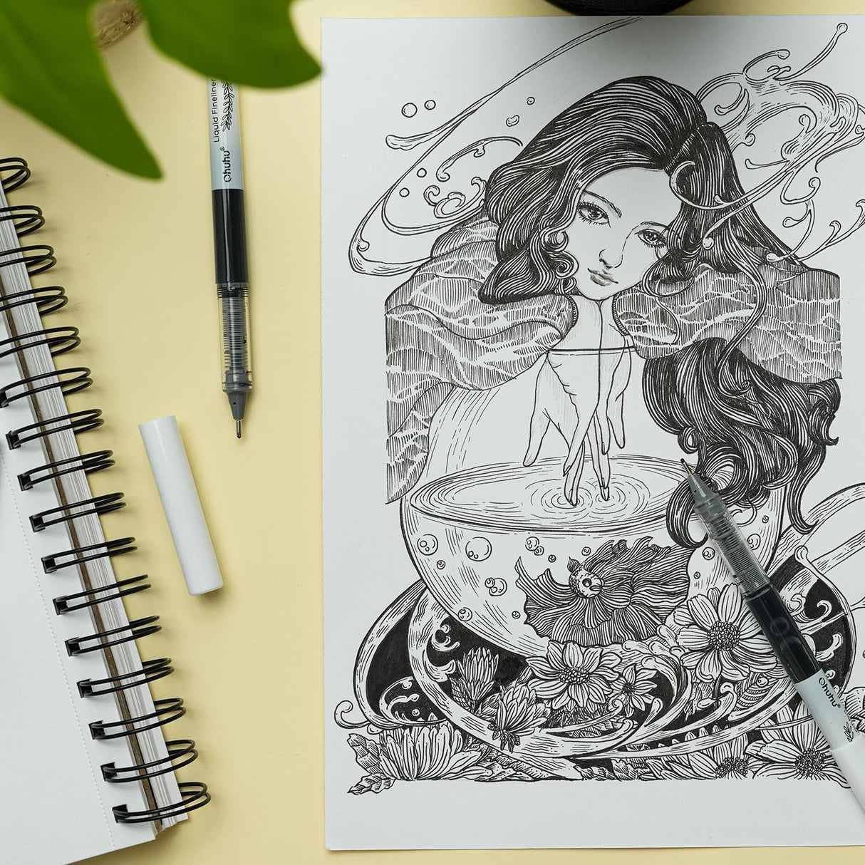 Ohuhu Liquid Fineliner Drawing Pens: 9 Sizes Micro Pens Drawing Pens Pigment Black Ink Water-proof Alcohol-proof Assorted Point Tips Smooth Writing Sketching Journaling Anime Artist Beginners - Kohala Ohuhu