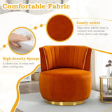 SLEERWAY 360° Swivel Barrel Chair Set of 2, Modern Velvet Round Accent Chair, Comfy Upholstered Small Armchair with Gold Metal Base for Living Room Bedroom Nursery Office Sillas para Sala, Orange SLEERWAY
