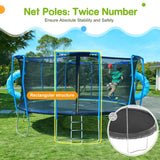 Zupapa Trampolines No-Gap Design 1500 LBS Weight Capacity 16 15 14 12 10 8FT for Kids Children with Safety Enclosure Net Outdoor Backyards Large Recreational Trampoline Zupapa