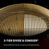 Kamado Joe® Classic Joe™ I Premium 18-inch Ceramic Charcoal Grill and Smoker in Red with Cart, Side Shelves, Grill Gripper, and Ash Tool. 250 Cooking Square Inches, 2 Tier Cooking System, Model KJ23RH Kamado Joe