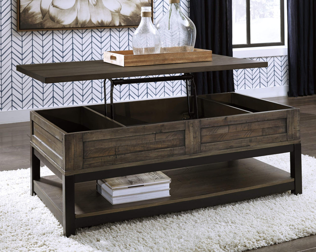 Signature Design by Ashley Johurst Rustic Rectangular Lift Top Coffee Table and Fixed Lower Shelf, Brown Signature Design by Ashley
