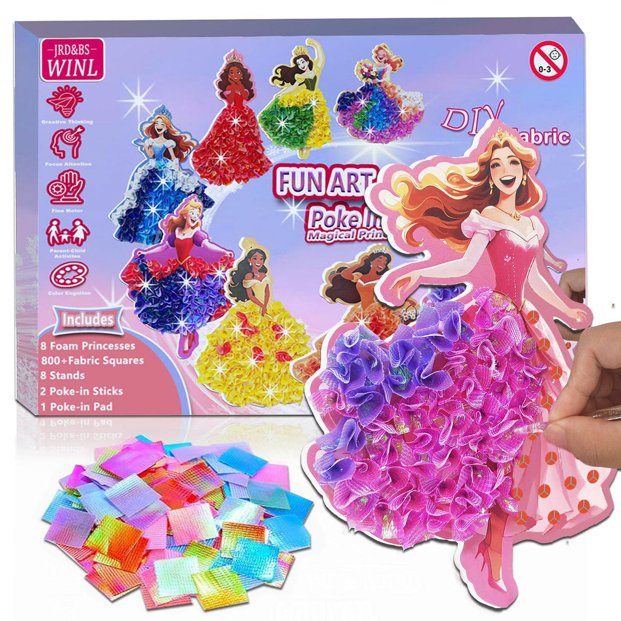 JRD&BS WINL DIY Princesses-Poke in Fun Art Kit for Kids Great Creative Activity for Kid Age 3 up Mess Free Art Set for 4-12 Year Old Craft Kit for Children Gifts for Girls&Boys (Princesses) JRD&BS WINL