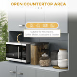 HOMCOM 71" Freestanding Buffet with Hutch, Kitchen Storage Cabinets, Pantry with 6 Doors, 3 Adjustable Shelves, and Drawer for Living Room, Gray HOMCOM