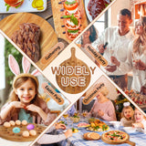 Reversible Wood Deviled Egg Platter Charcuterie Board, 24 Slots Deviled Egg Tray with Injector Piping Tool Silicone Spatula Piping Bag for Easter Party Essentials (16.7''x12.6''x0.78''. 24 slots) FACULX