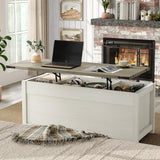 Furnihold 47.3''Lift Top Coffee Table, Farmhouse Center Table with Large Storage & Sliding Barn Doors, Modern Rectangular White Cocktail Table for Living Room, Grey Top Furnihold