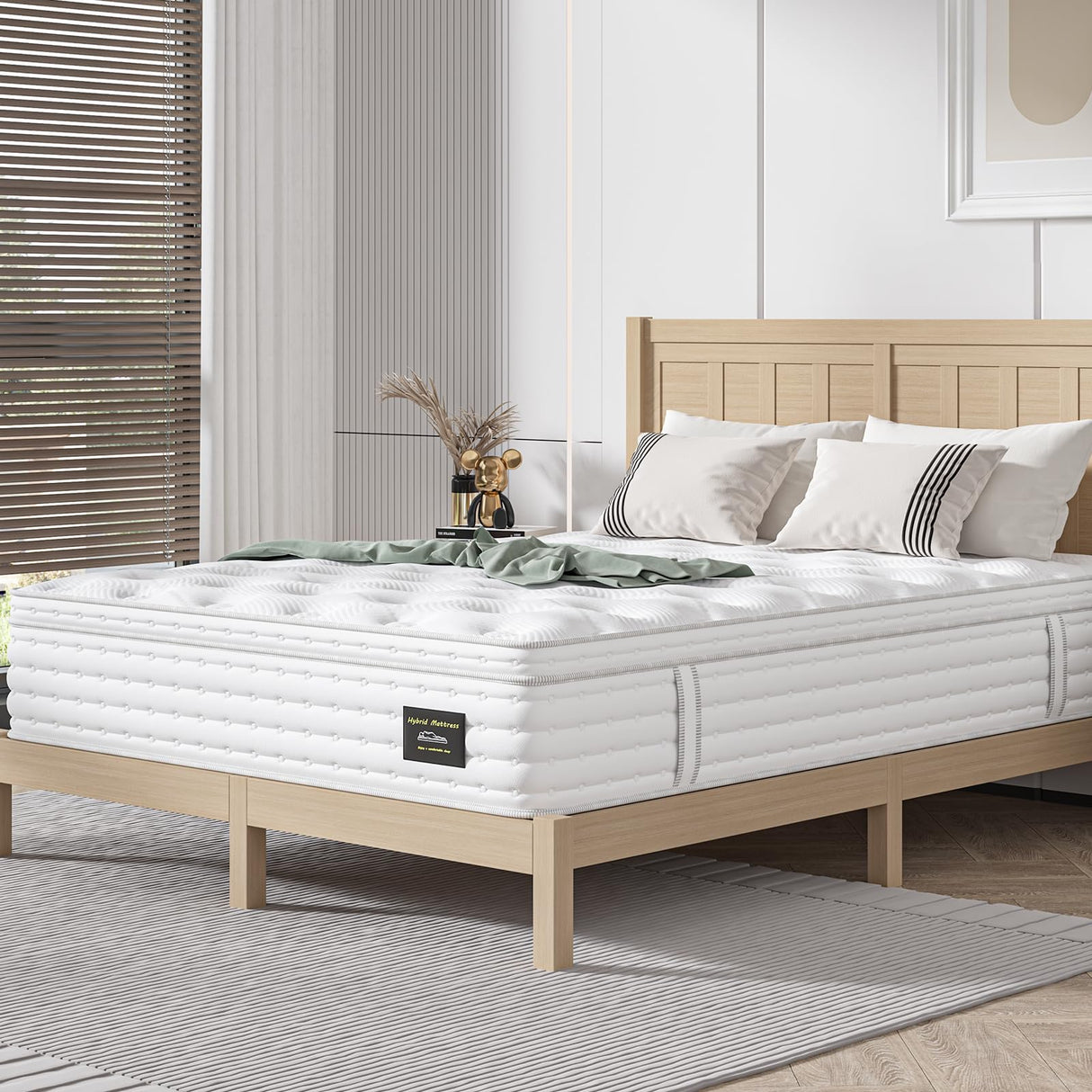 Queen Mattress, 12 Inch Queen Hybrid Mattress in a Box with Memory Foam and Individual Pocket Spring, Medium Firm for Pressure Relief and Motion Isolating, CertiPUR-US Certified UniPon